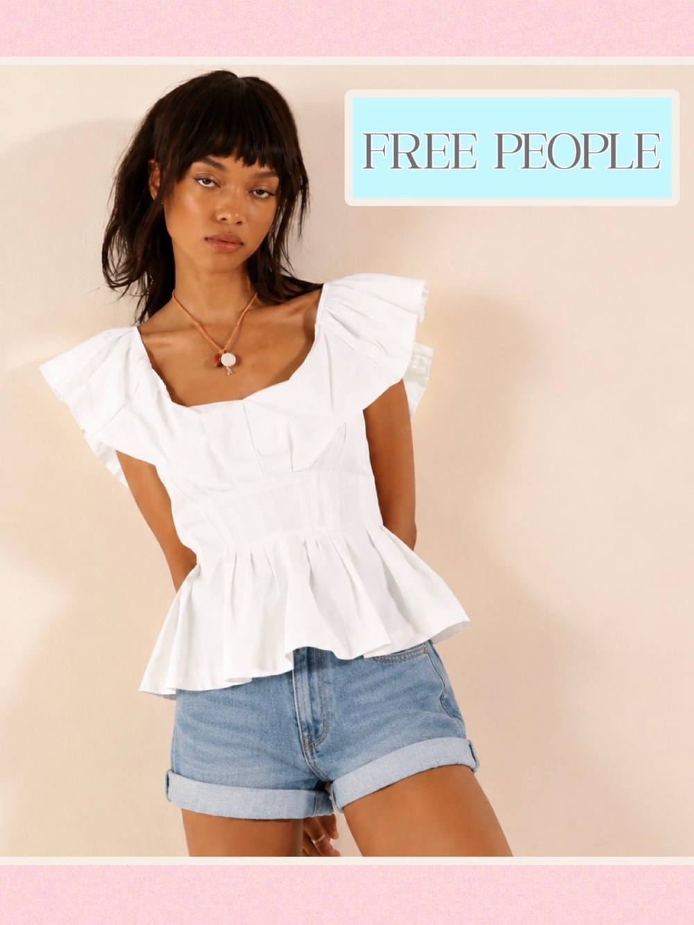 NWOT Free People Bonjour Babe Top Ivory White Small Boho
